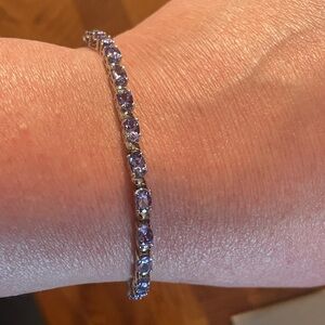 Sterling Silver Violet Gemstone Tennis Bracelet. Size 7” Wrist